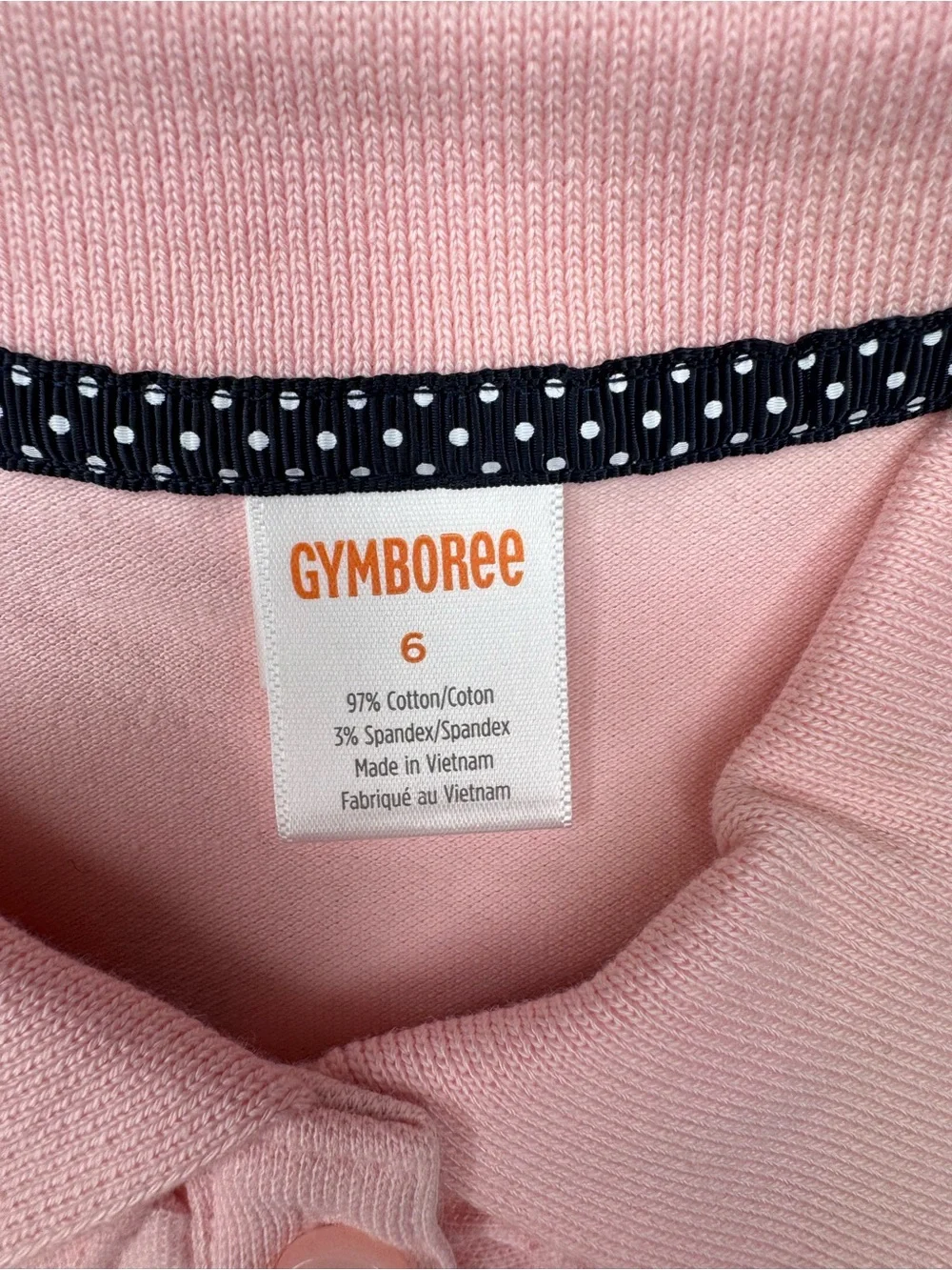 Gymboree Playproof Uniform Collection Pink Ruffle Polo girls size 6 stain resist
